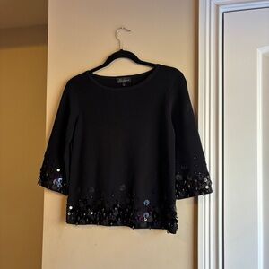 Luisa Spagnoli Black Sequin Sweater Blouse
